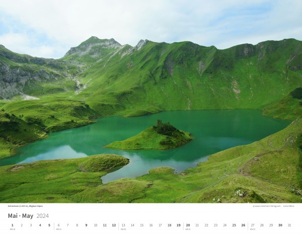 Calendrier mural Les Alpes 2024