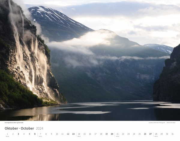 Calendrier mural Norvège 2024