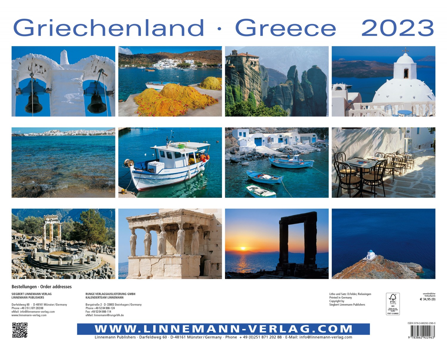Wall Calendar Greece 2023 Wall Calendar Greece 2023