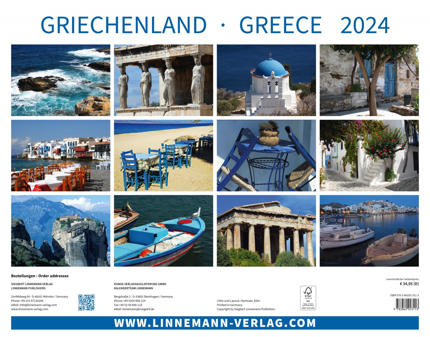 Wall Calendar Greece 2024 Wall Calendar Greece 2024