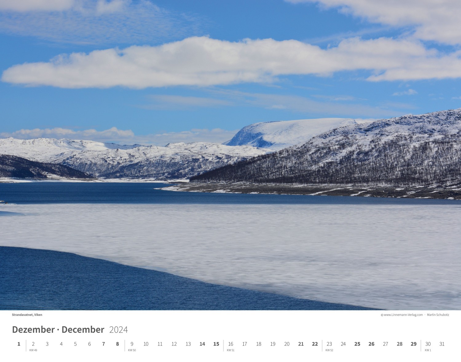 Calendrier mural Norvège 2024