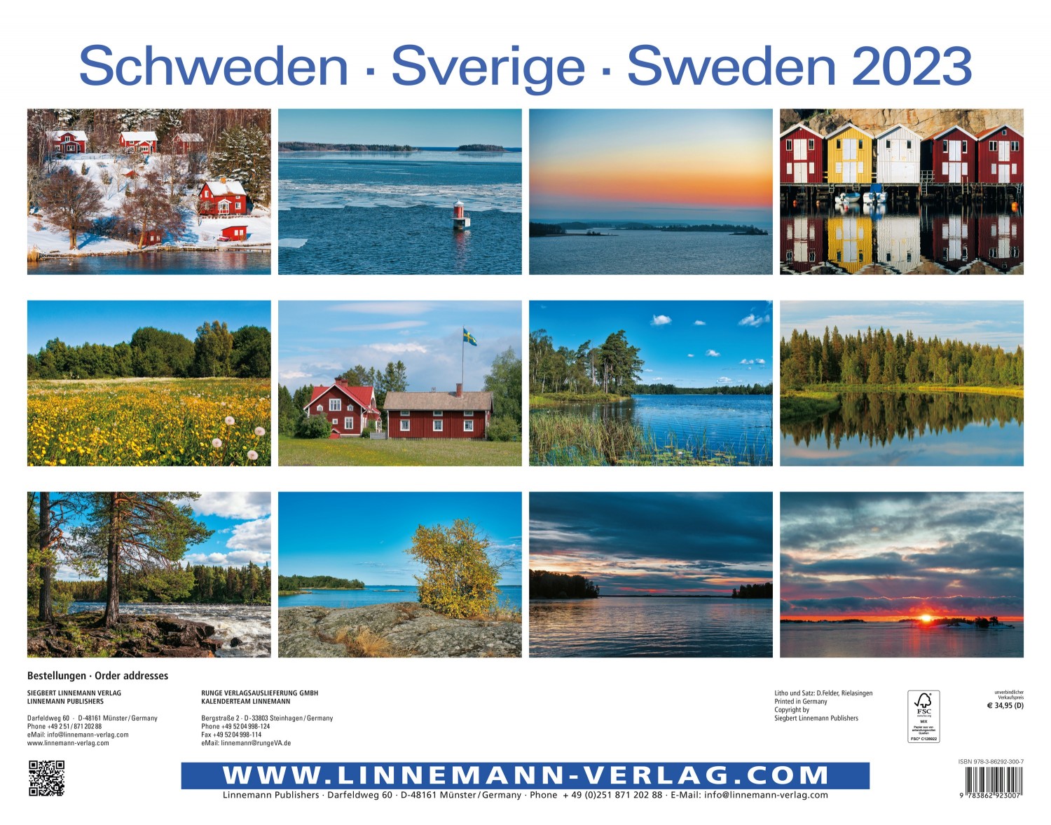 Wall Calendar Sweden 2023 Wall Calendar Sweden 2023