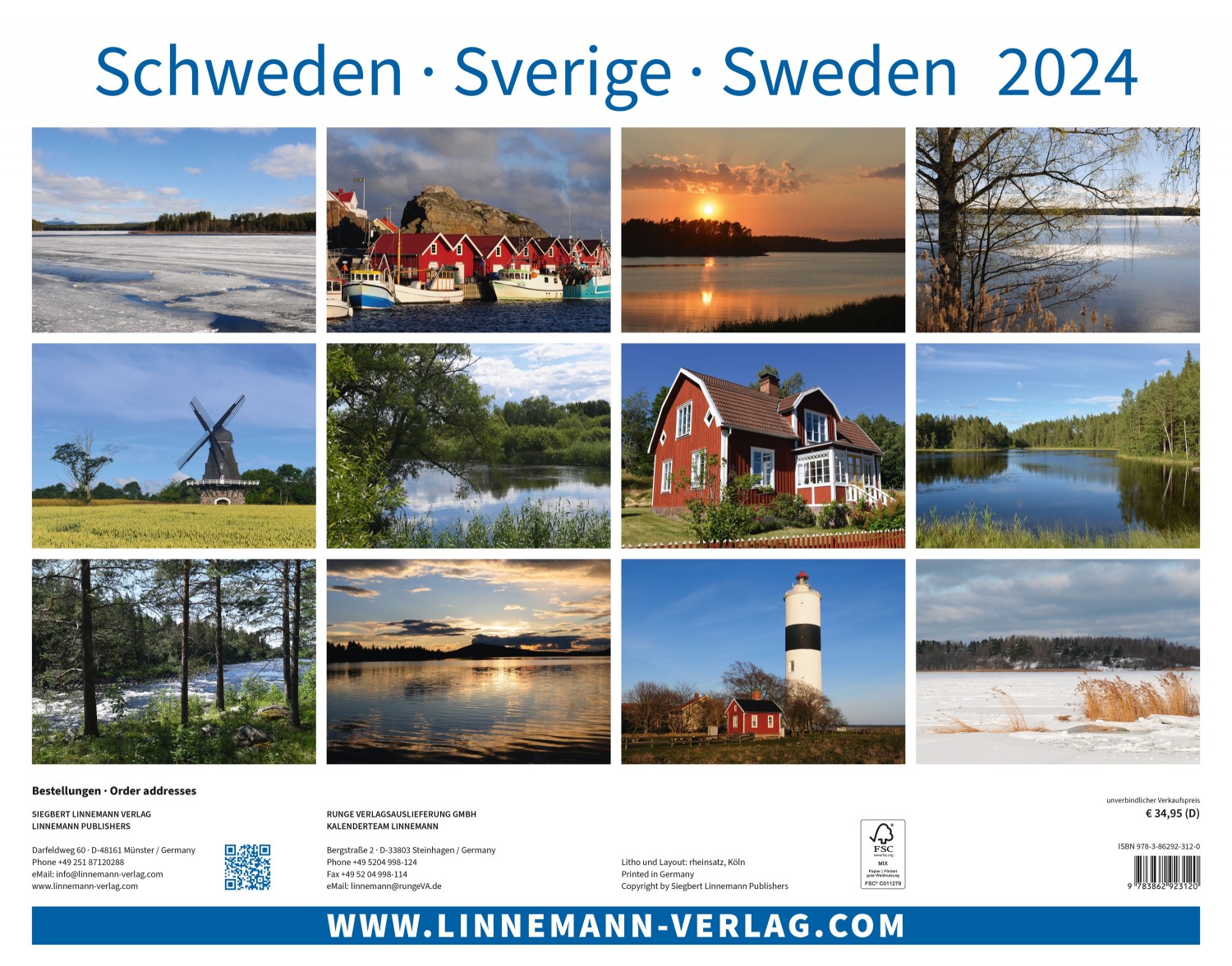 Kalender Schweden 2024 - Wandkalender