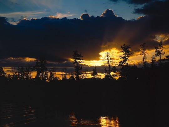 Sonnenuntergang über dem Naturreservat von Tanjung Puting